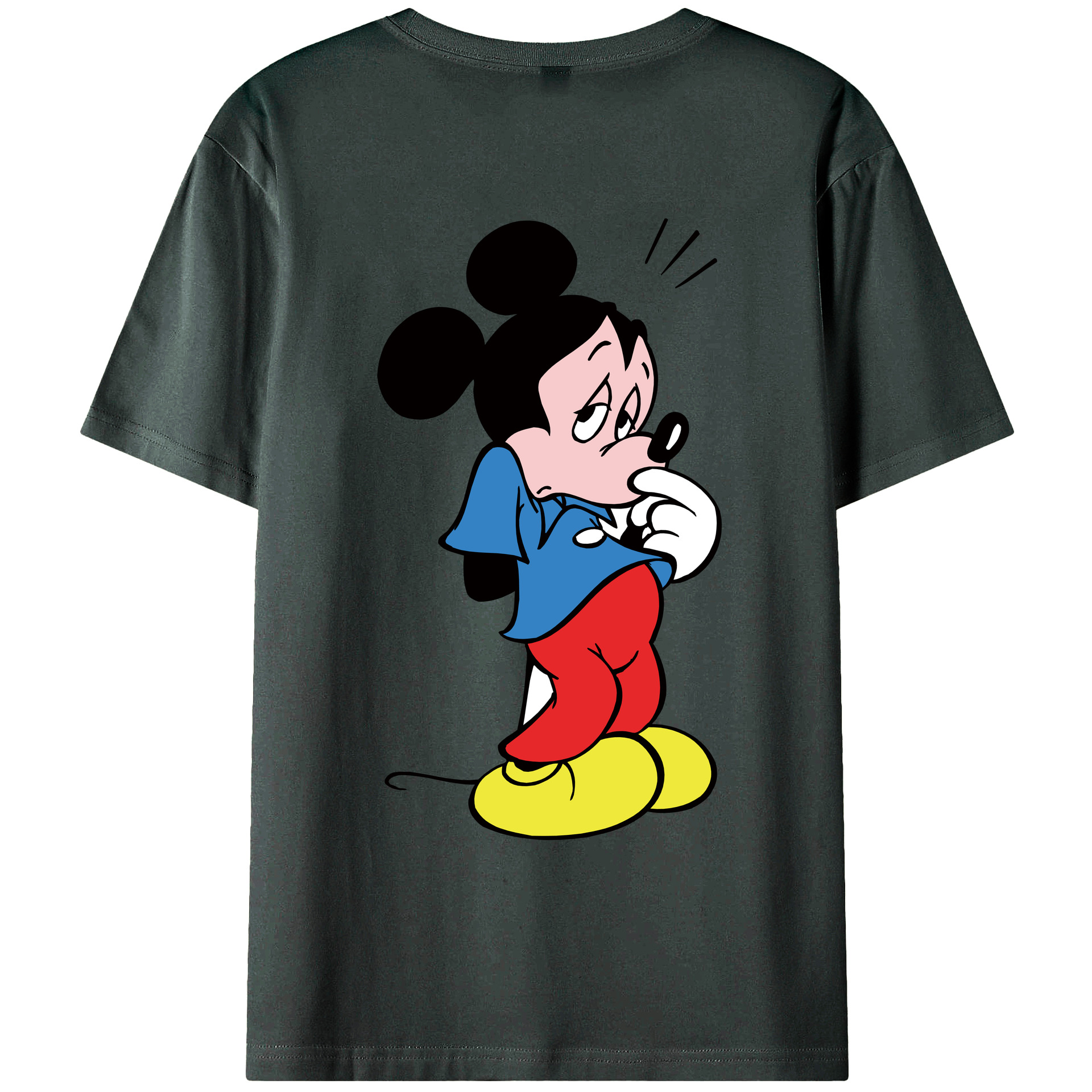 ミッキーマウス Mickey Mouse 綿100％ メンズ半袖Tシャツ（バックプリント） 通気性